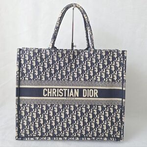Auth Dior Oblique Trotter Embroidered Large Book Tote